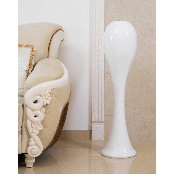 Uniquewise 39 Tall White Narrow Unique Fiberglass Modern Floor Vase QI003597L - main